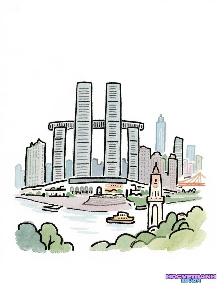 tranh thành phố nhộn nhịp