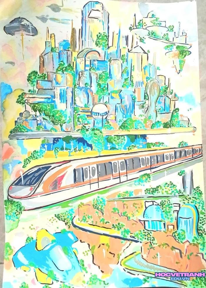 tranh thành phố sầm uất