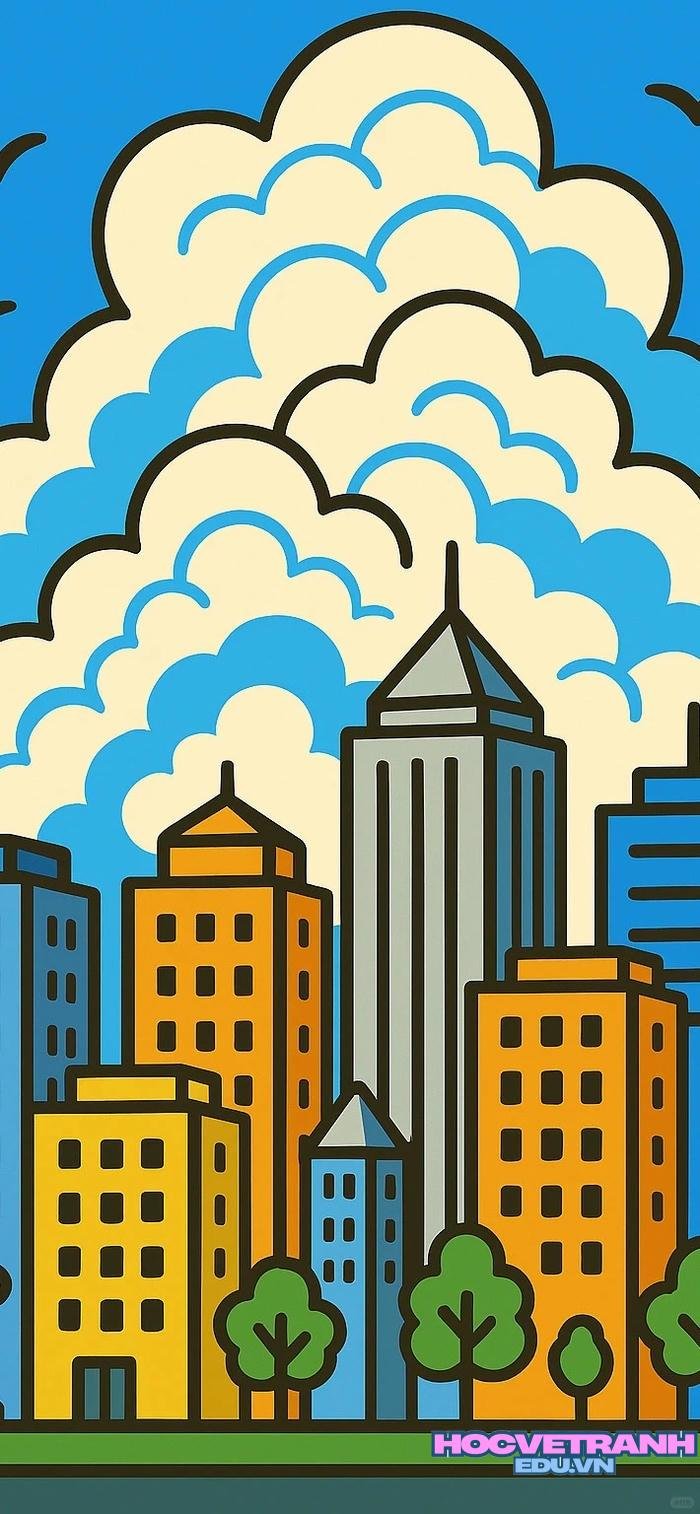 tranh thành phố sơn dầu
