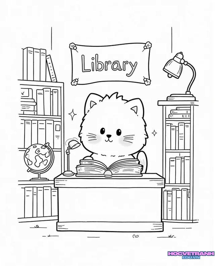tranh thư viện dễ vẽ