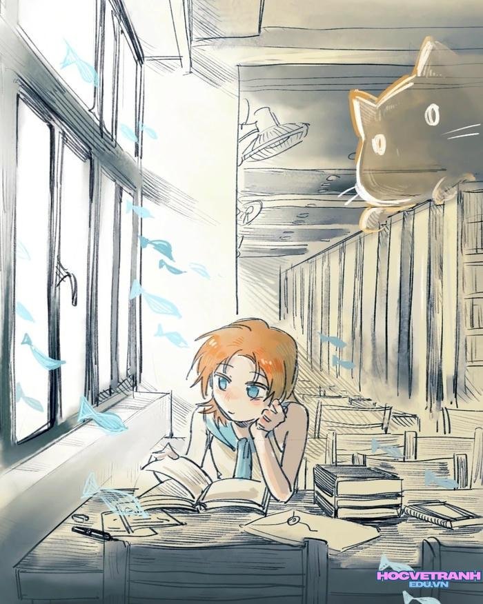 tranh thư viện mầm non