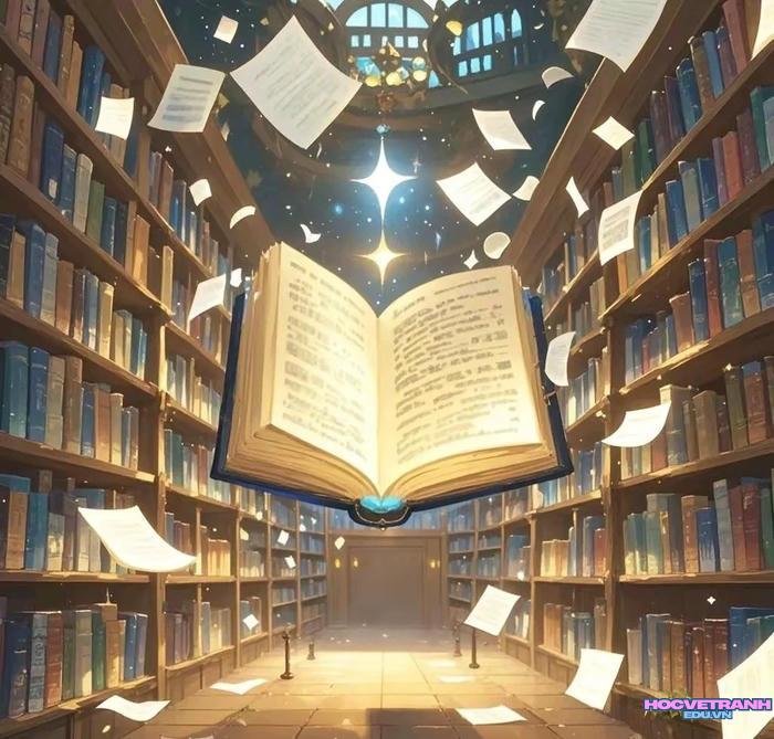 tranh thư viện trong nhà