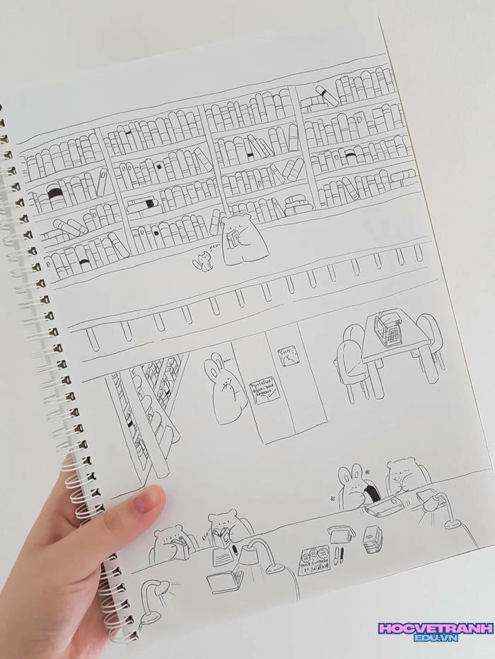 tranh thư viện trường em