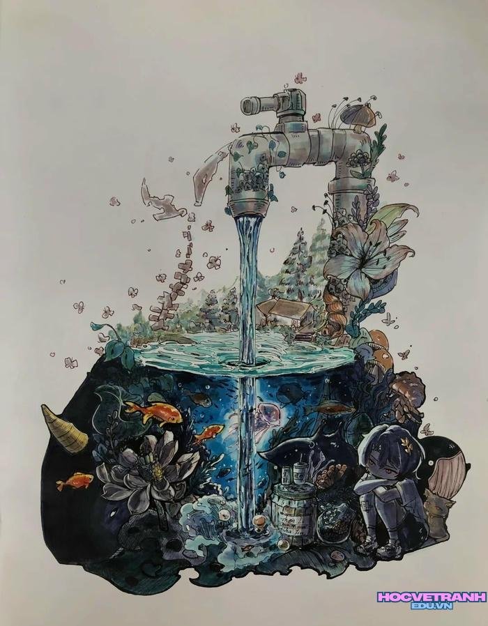 tranh tiết kiệm nước ý nghĩa