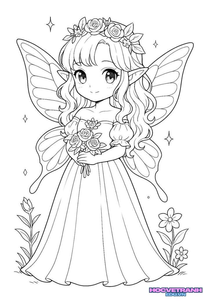 tranh tô màu cô gái đáng yêu nhất