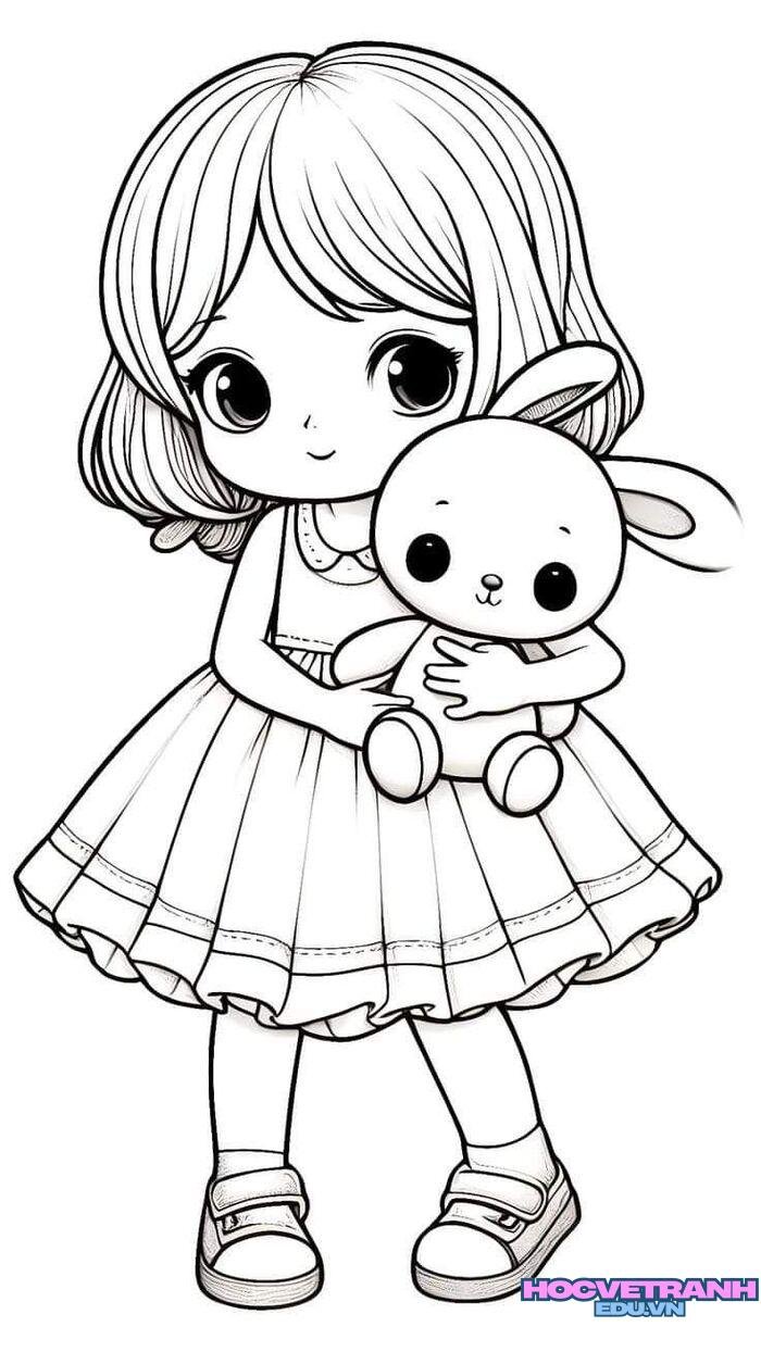 tranh tô màu cô gái đáng yêu