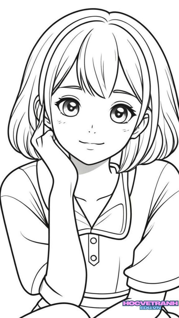 tranh tô màu cô gái đẹp