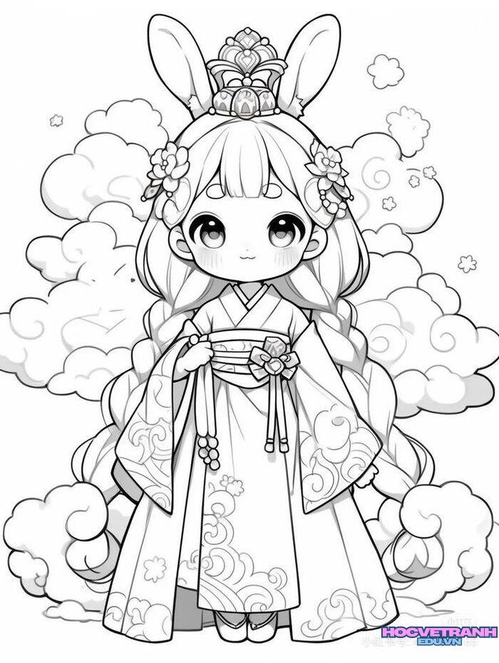 tranh tô màu cô gái siêu đáng yêu