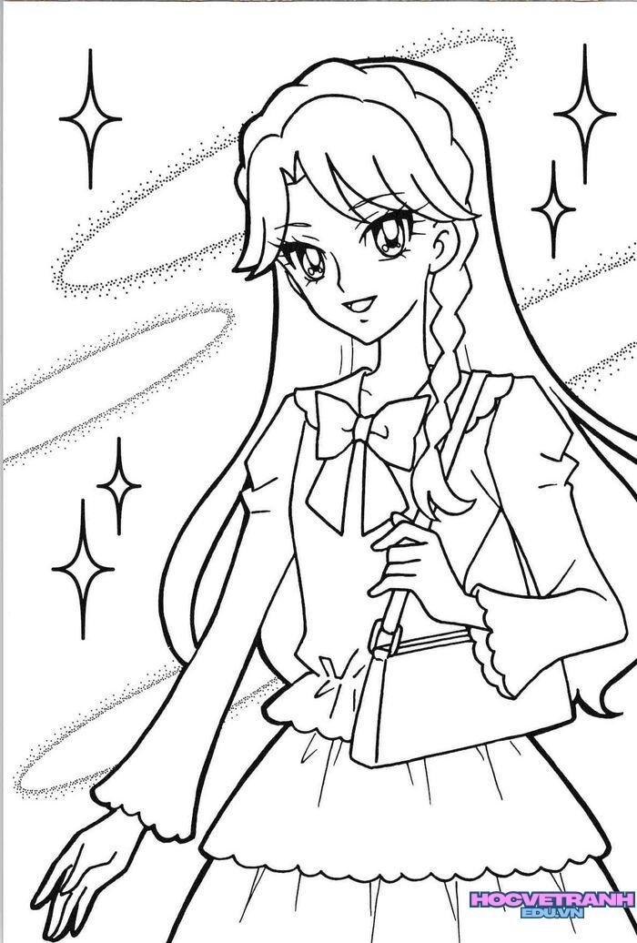 tranh tô màu cô gái siêu xinh