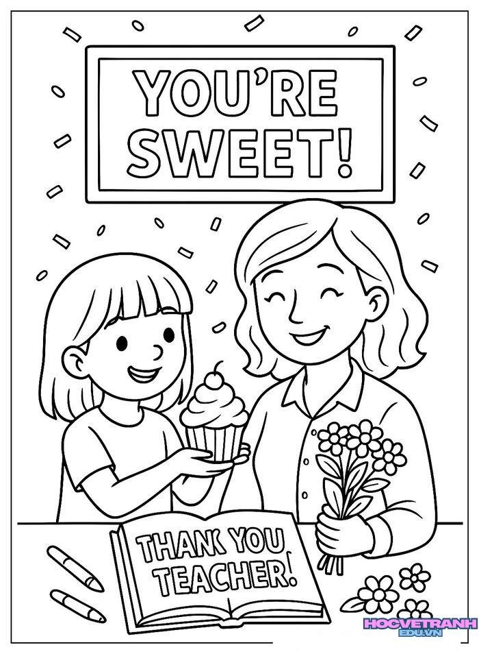 tranh tô màu cô giáo cực đẹp