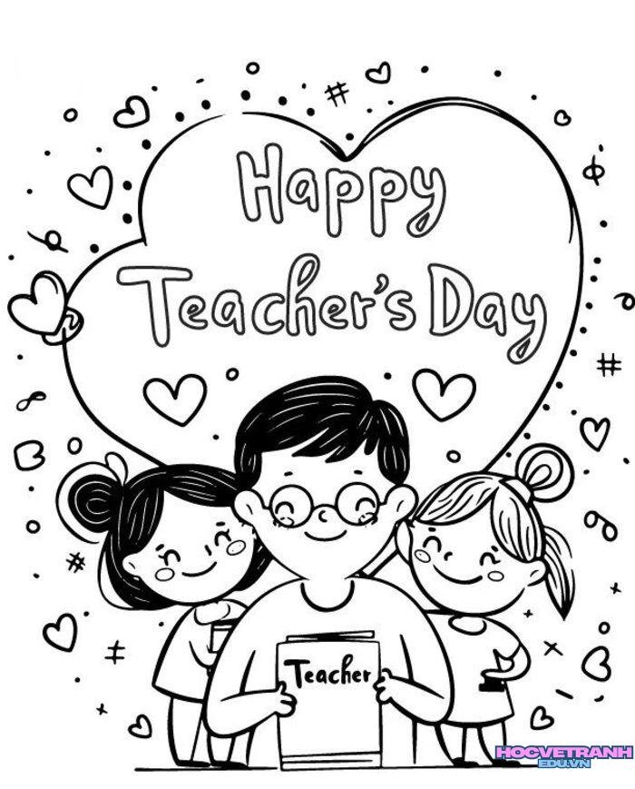 tranh tô màu cô giáo cute