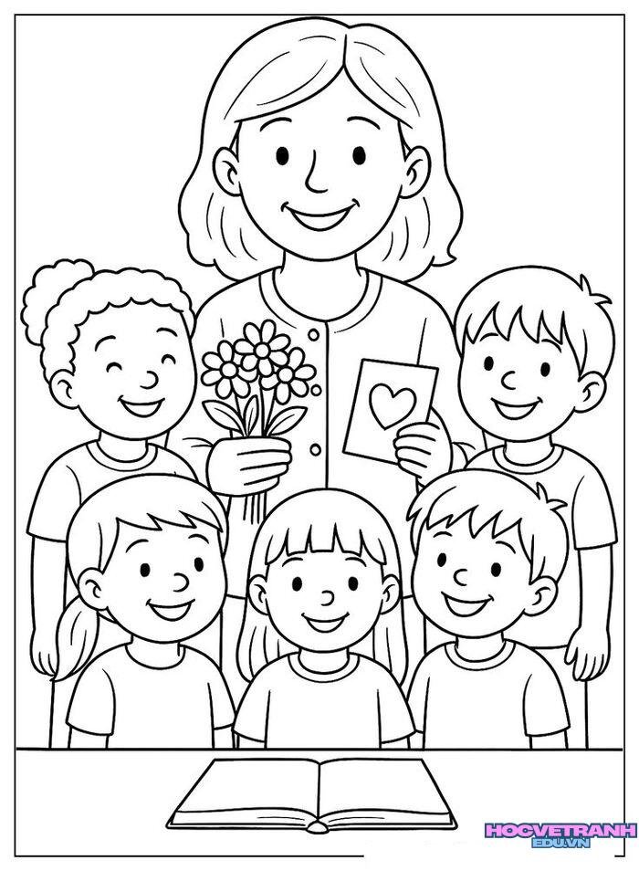 tranh tô màu cô giáo đẹp xinh