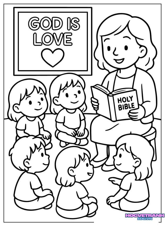 tranh tô màu cô giáo mầm non cực đẹp