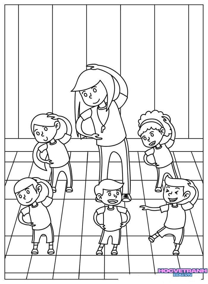tranh tô màu cô giáo mầm non siêu xinh