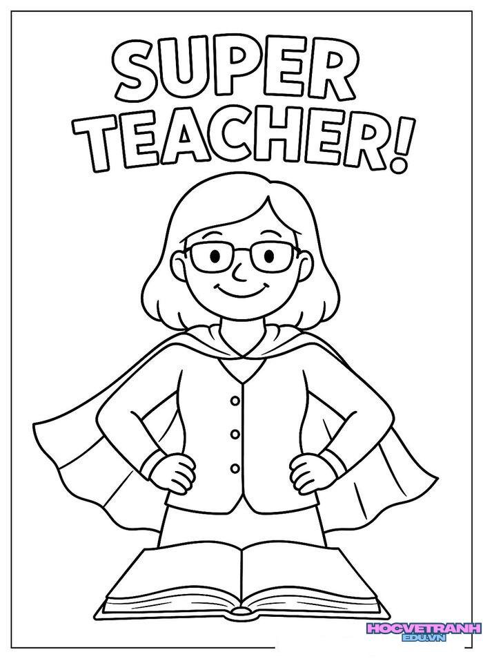 tranh tô màu cô giáo