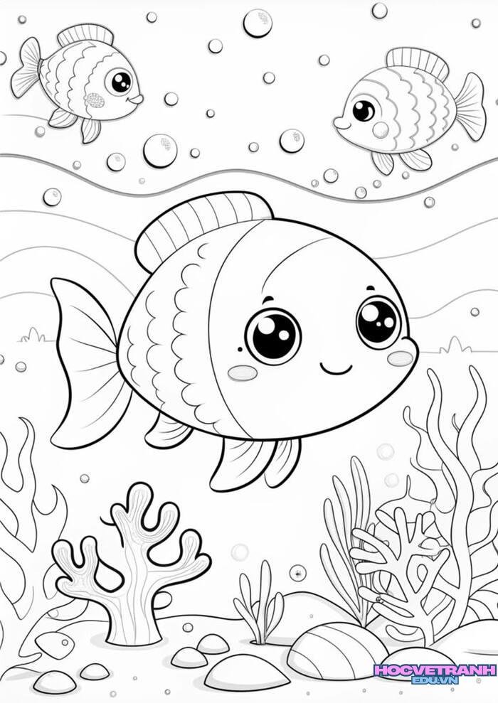 tranh tô màu con cá cực xinh