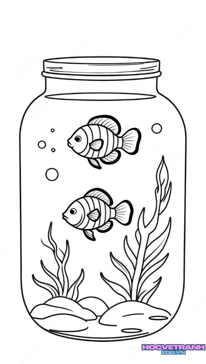 tranh tô màu con cá cute nhất
