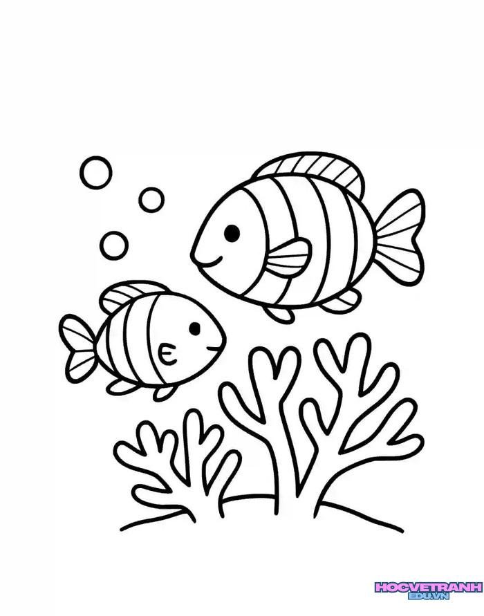 tranh tô màu con cá cute