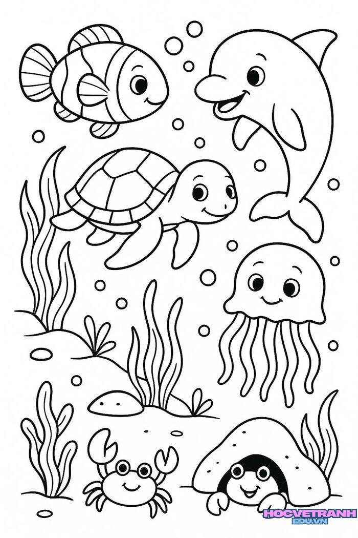 tranh tô màu con cá đẹp xinh