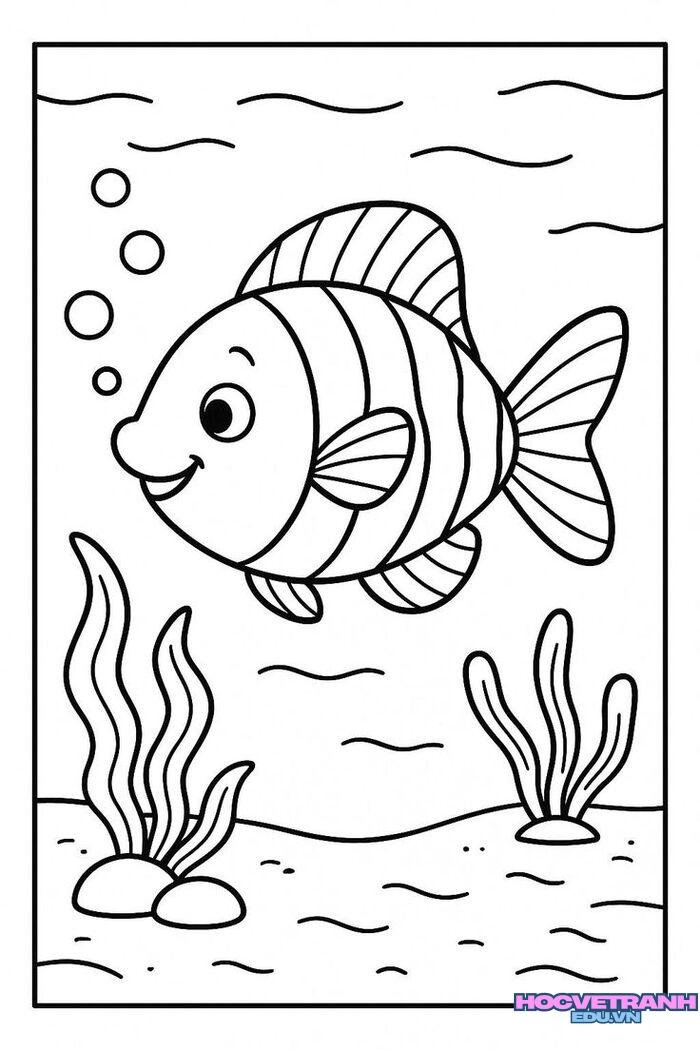 tranh tô màu con cá xinh nhất