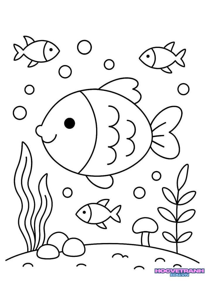 tranh tô màu con cá xinh