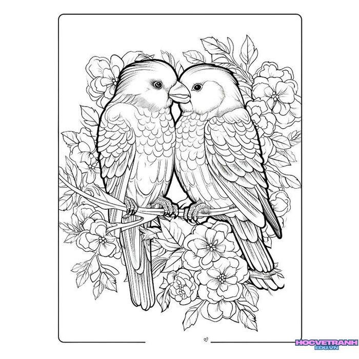 tranh tô màu con chim cực xinh
