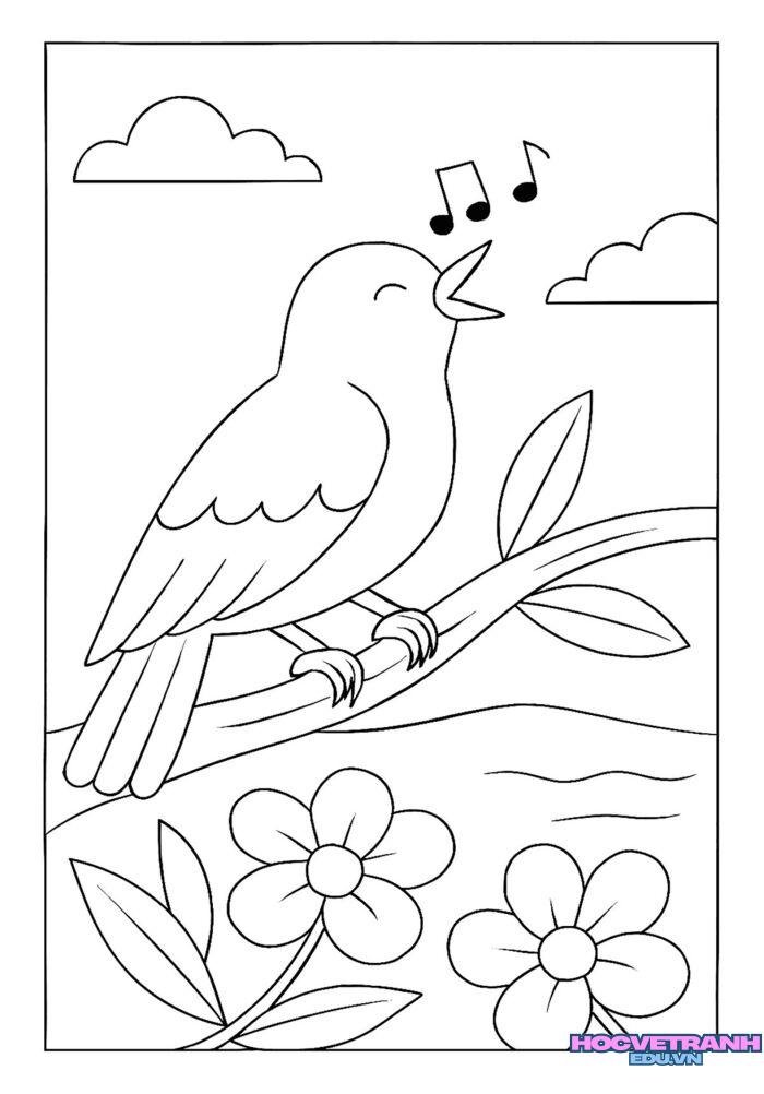 tranh tô màu con chim dễ thương