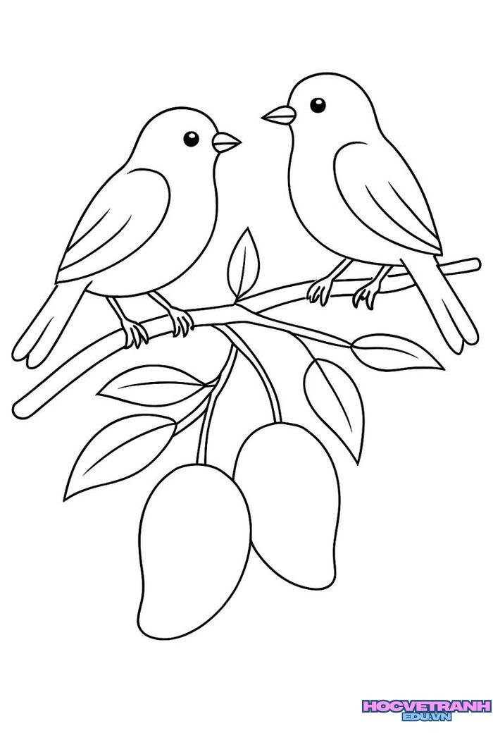 tranh tô màu con chim siêu dễ thương