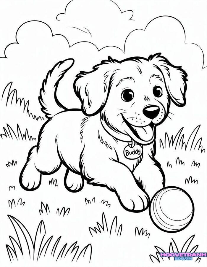 tranh tô màu con chó cực xinh