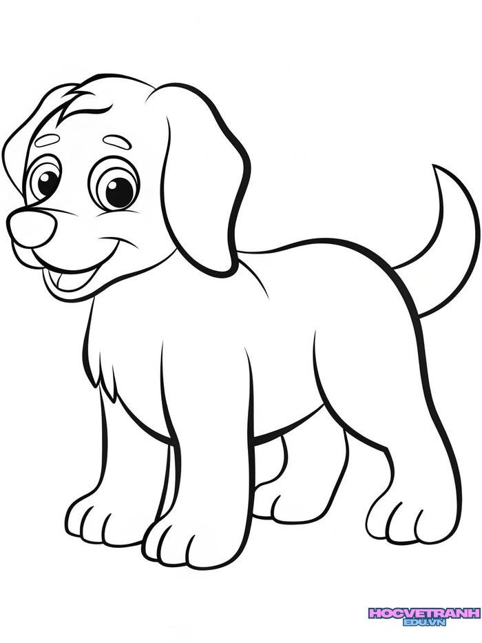 tranh tô màu con chó cute