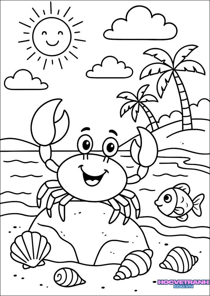 tranh tô màu con cua cực đẹp