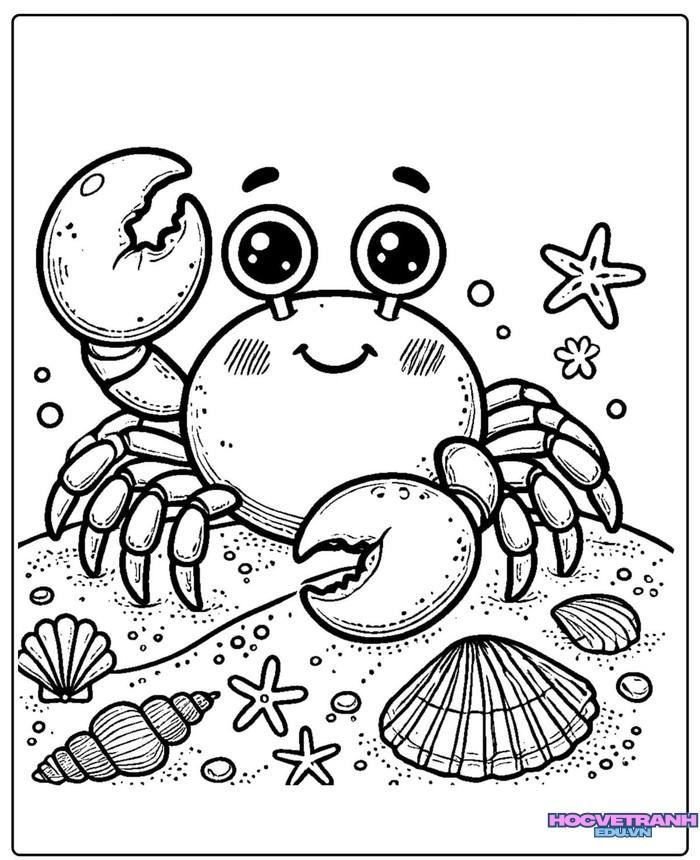 tranh tô màu con cua đẹp