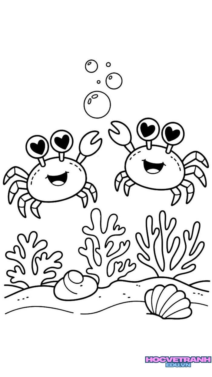tranh tô màu con cua siêu cute