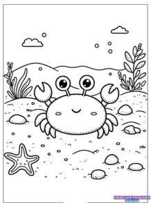 Tải miễn phí bộ tranh tô màu con cua đơn giản, dễ thương