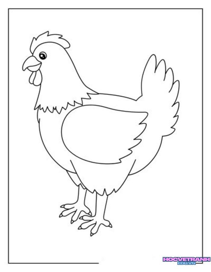 tranh tô màu con gà cực xinh