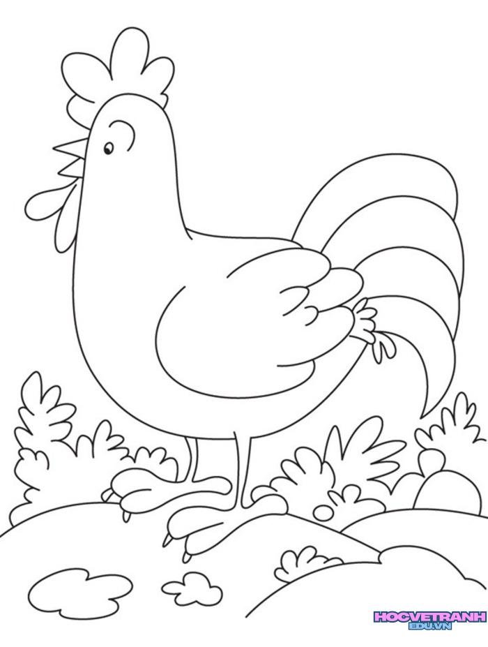 tranh tô màu con gà đẹp