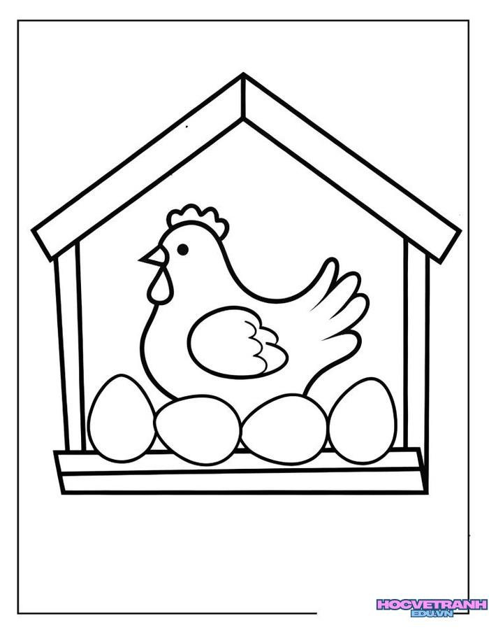 tranh tô màu con gà siêu đẹp