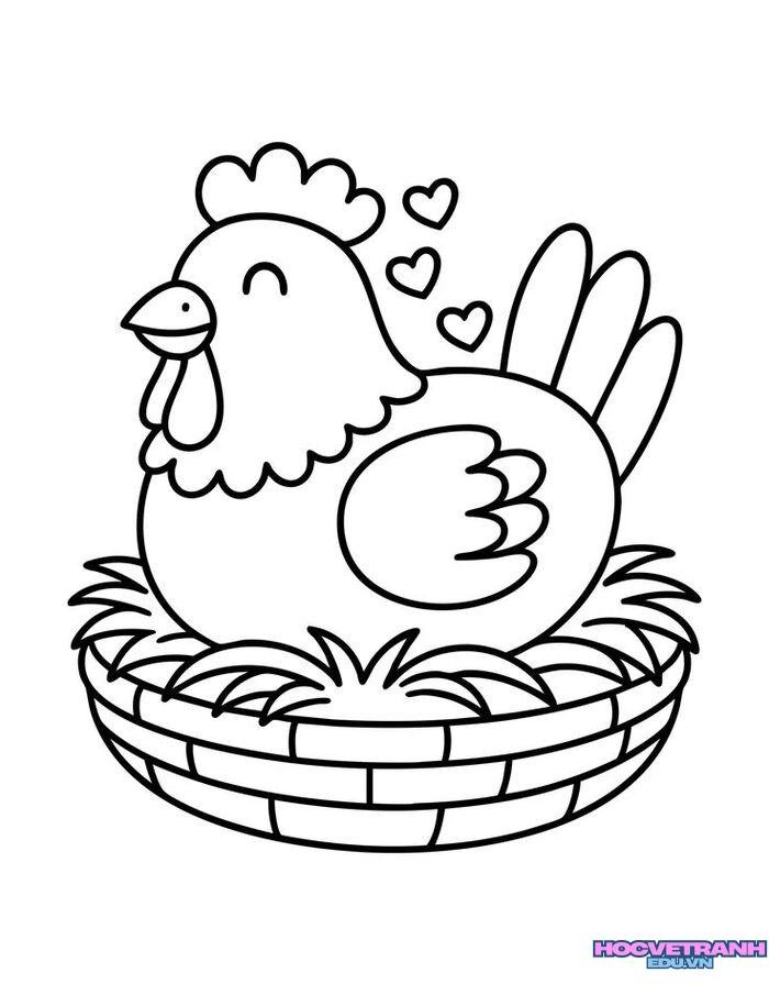 tranh tô màu con gà xinh