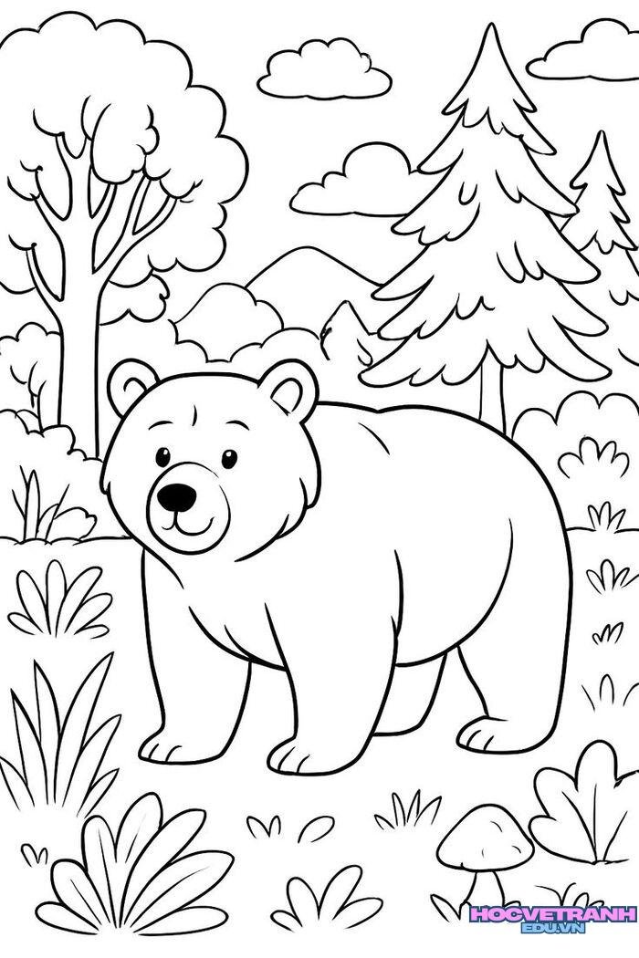 tranh tô màu con gấu cực xinh