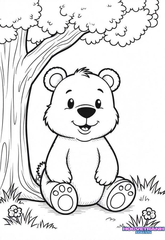 tranh tô màu con gấu cute nhất