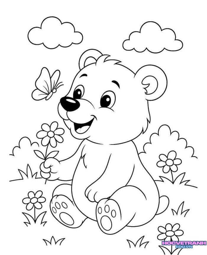 tranh tô màu con gấu cute