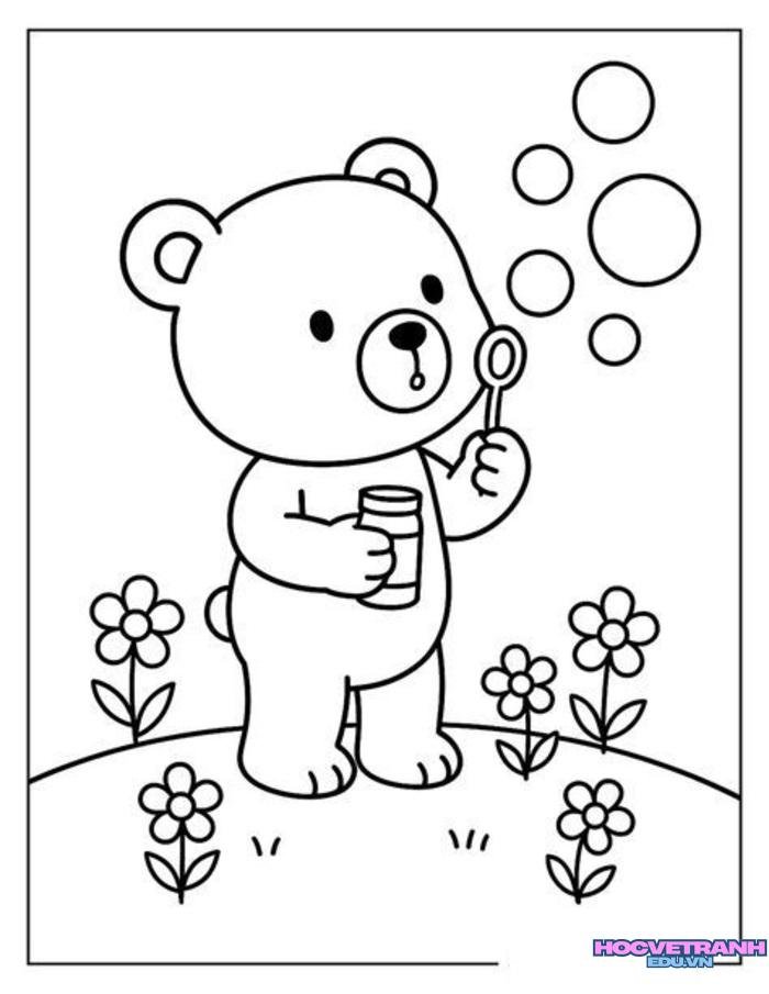 tranh tô màu con gấu đáng yêu nhất