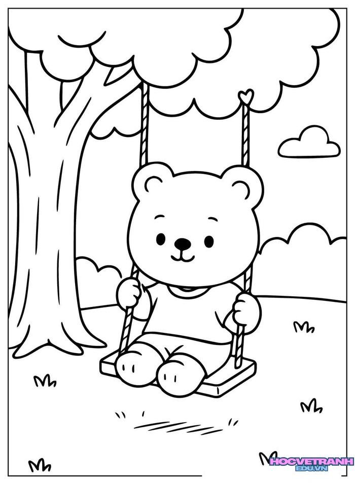 tranh tô màu con gấu đẹp xinh