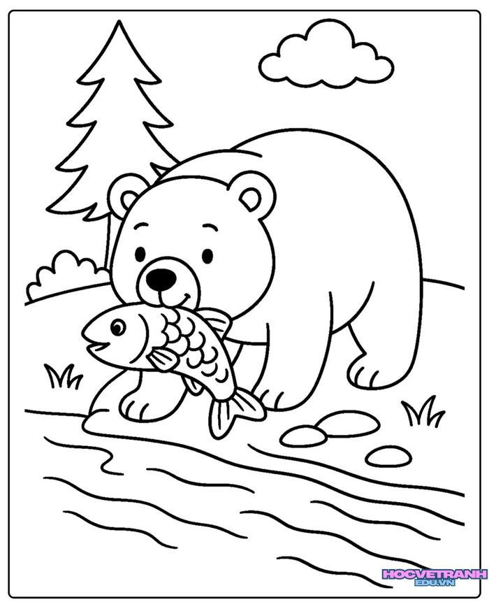 tranh tô màu con gấu xinh nhất