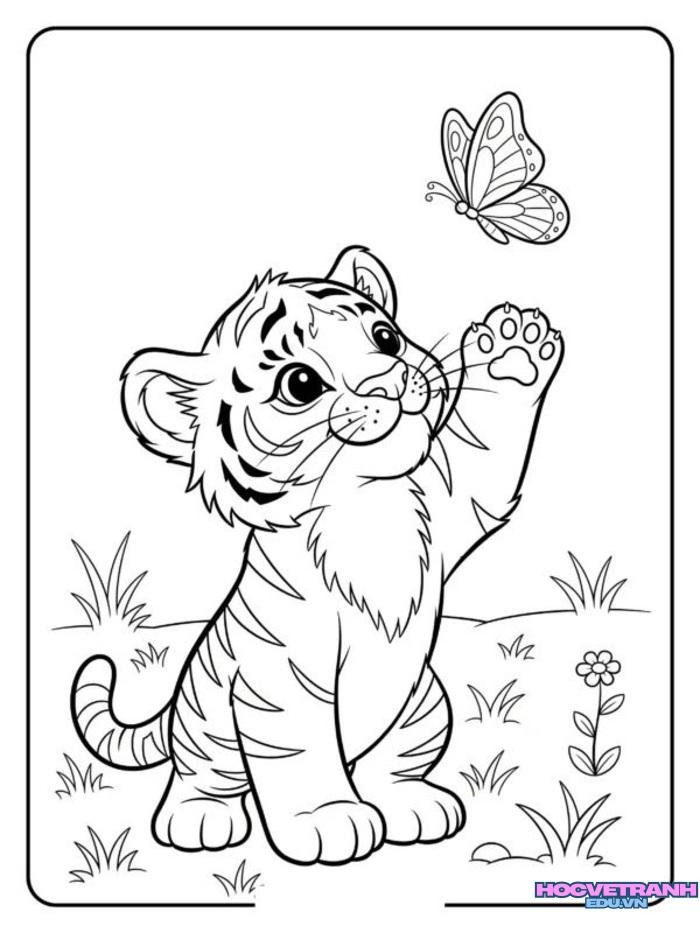 tranh tô màu con hổ đáng yêu nhất