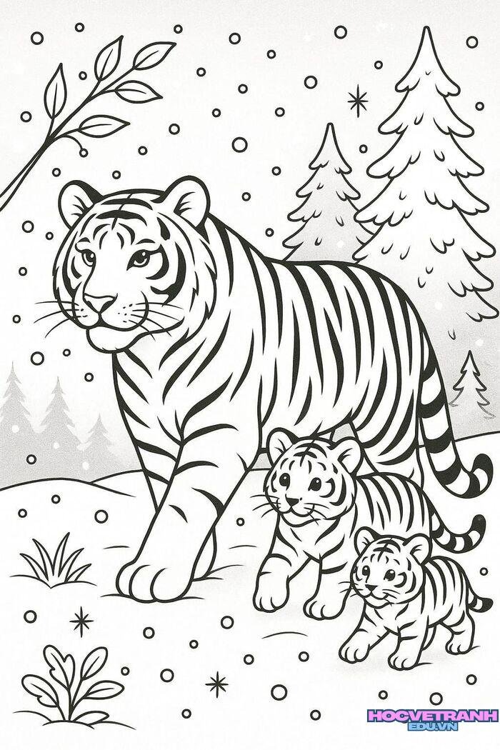 tranh tô màu con hổ đẹp cute