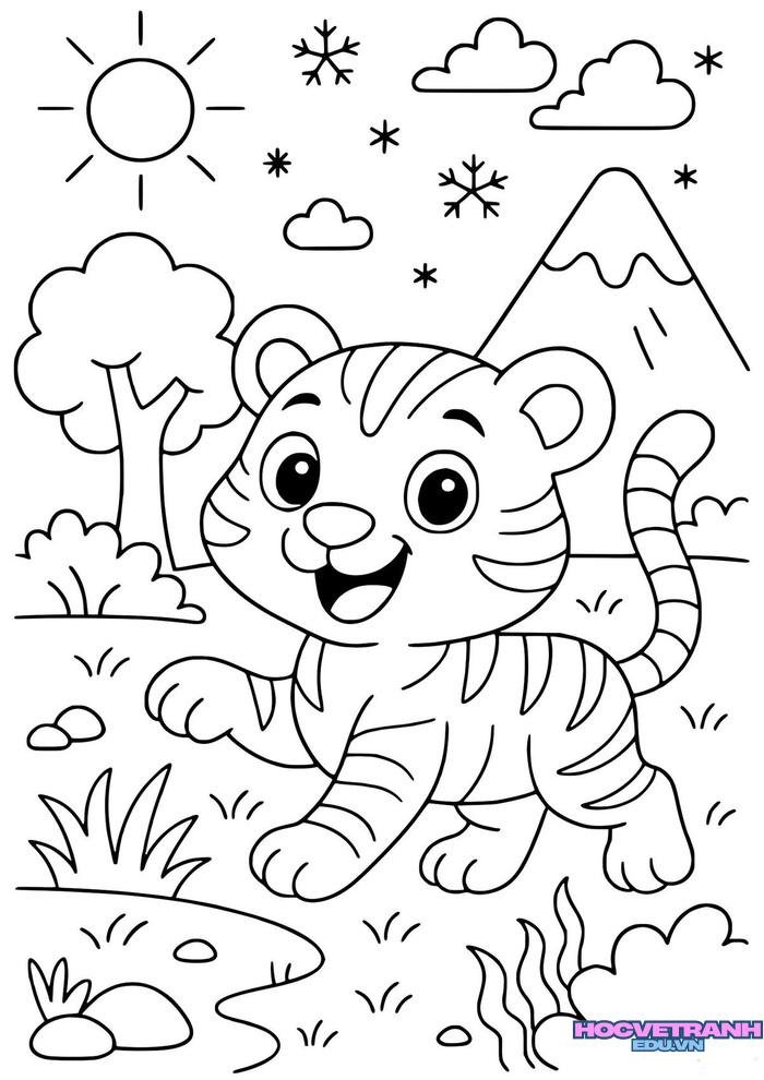 tranh tô màu con hổ đẹp xinh