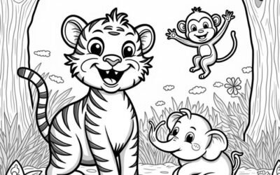 tranh tô màu con hổ siêu cute