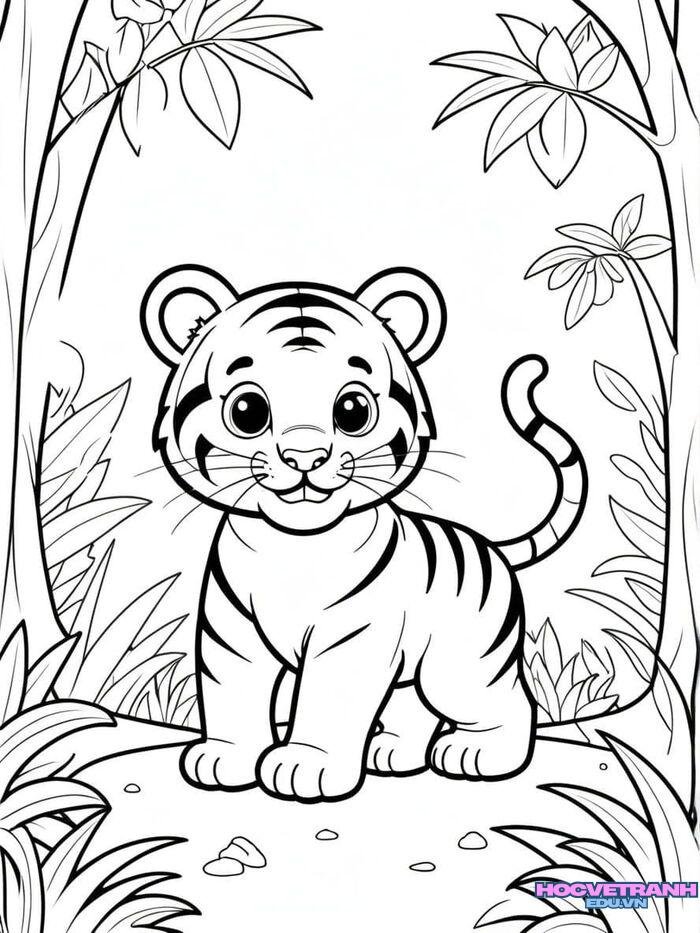 tranh tô màu con hổ siêu đáng yêu