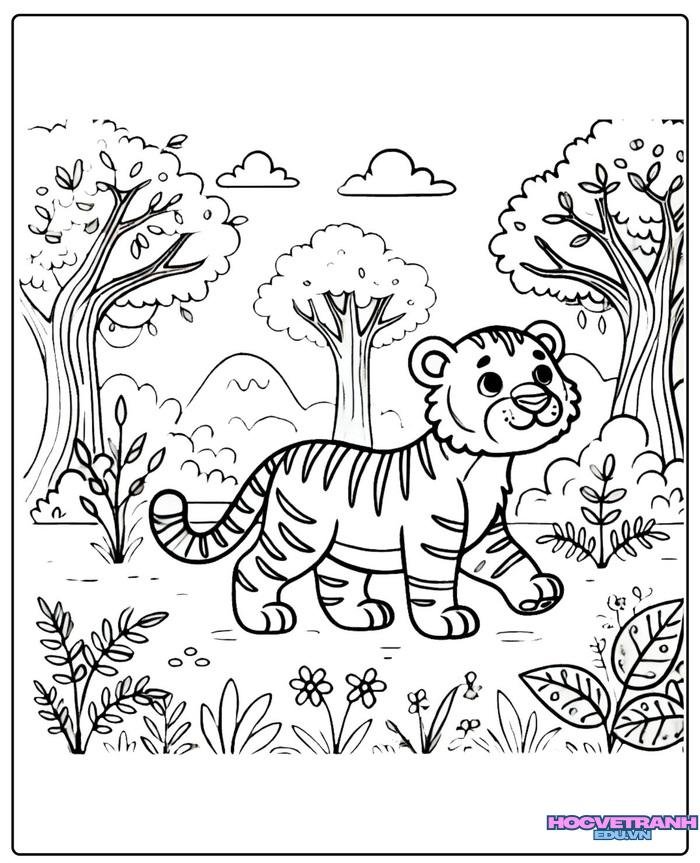 tranh tô màu con hổ siêu xinh
